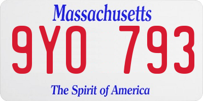 MA license plate 9YO793