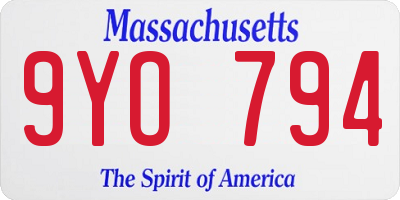 MA license plate 9YO794