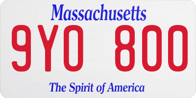 MA license plate 9YO800