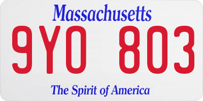 MA license plate 9YO803