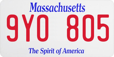 MA license plate 9YO805