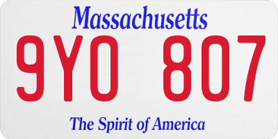 MA license plate 9YO807