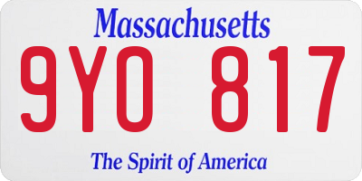 MA license plate 9YO817