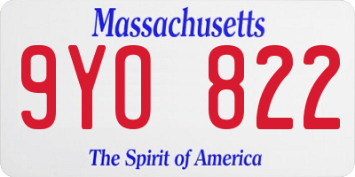 MA license plate 9YO822