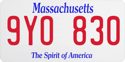 MA license plate 9YO830