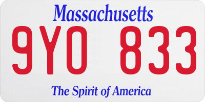MA license plate 9YO833