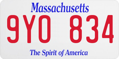 MA license plate 9YO834