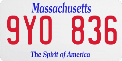 MA license plate 9YO836