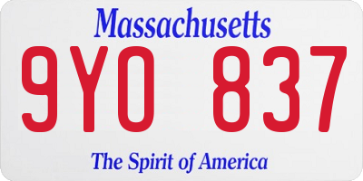 MA license plate 9YO837