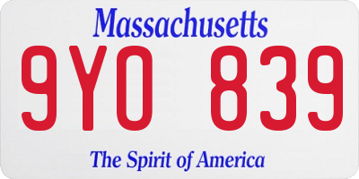 MA license plate 9YO839