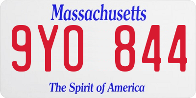 MA license plate 9YO844