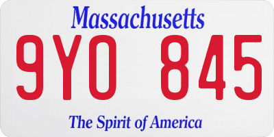 MA license plate 9YO845