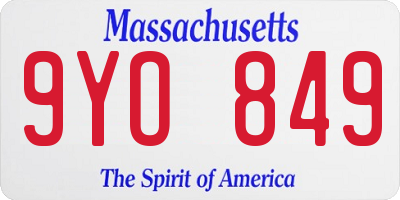 MA license plate 9YO849