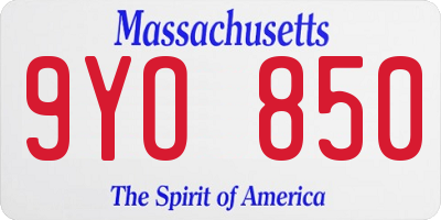 MA license plate 9YO850