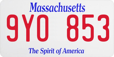 MA license plate 9YO853