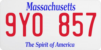MA license plate 9YO857