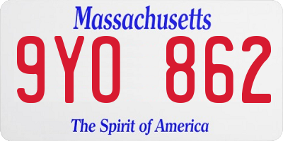 MA license plate 9YO862