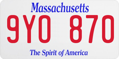 MA license plate 9YO870
