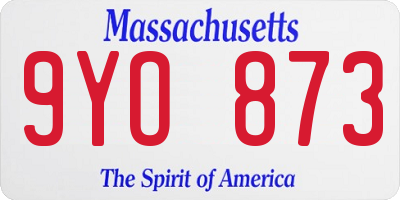 MA license plate 9YO873