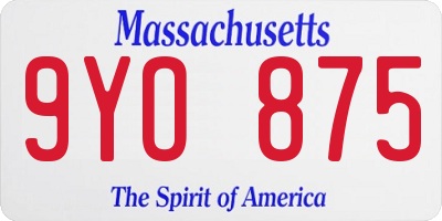 MA license plate 9YO875