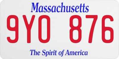 MA license plate 9YO876