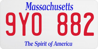 MA license plate 9YO882