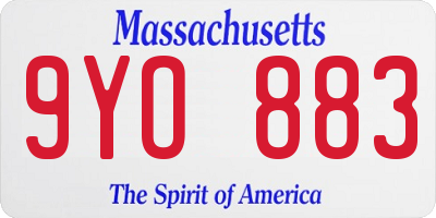 MA license plate 9YO883