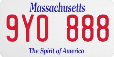MA license plate 9YO888