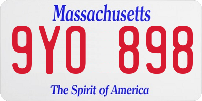 MA license plate 9YO898