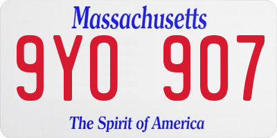 MA license plate 9YO907
