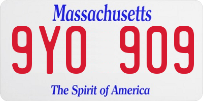 MA license plate 9YO909