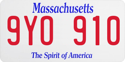 MA license plate 9YO910