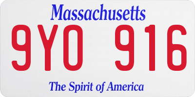 MA license plate 9YO916