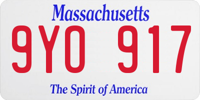 MA license plate 9YO917