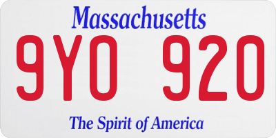 MA license plate 9YO920