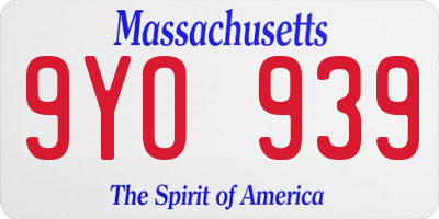 MA license plate 9YO939
