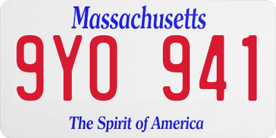 MA license plate 9YO941