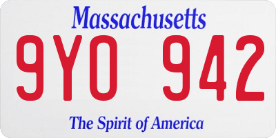 MA license plate 9YO942