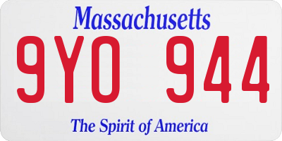 MA license plate 9YO944