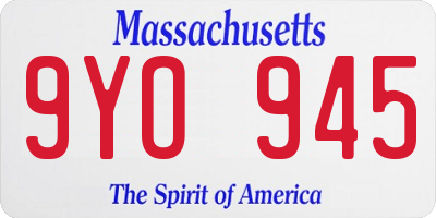 MA license plate 9YO945