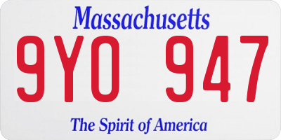 MA license plate 9YO947