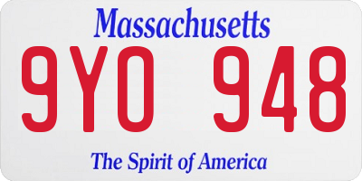 MA license plate 9YO948