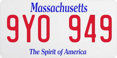 MA license plate 9YO949
