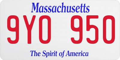 MA license plate 9YO950