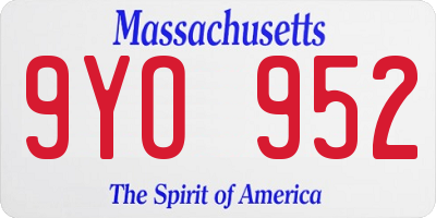 MA license plate 9YO952