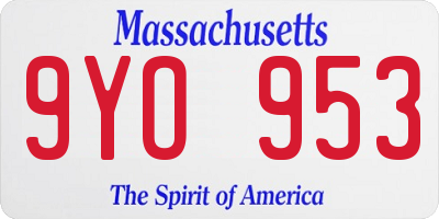 MA license plate 9YO953