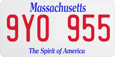 MA license plate 9YO955