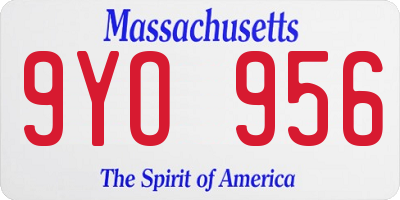 MA license plate 9YO956