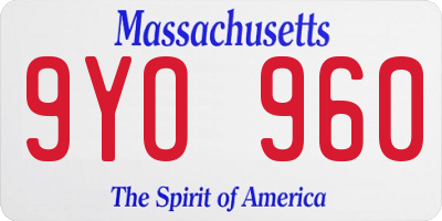 MA license plate 9YO960