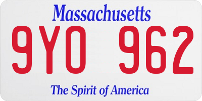 MA license plate 9YO962